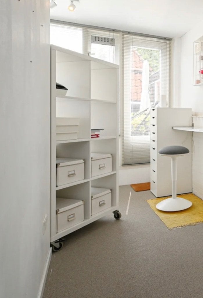 Verrijdbare kast / room divider, Ophalen, Met plank(en), Zo goed als nieuw, Minder dan 150 cm