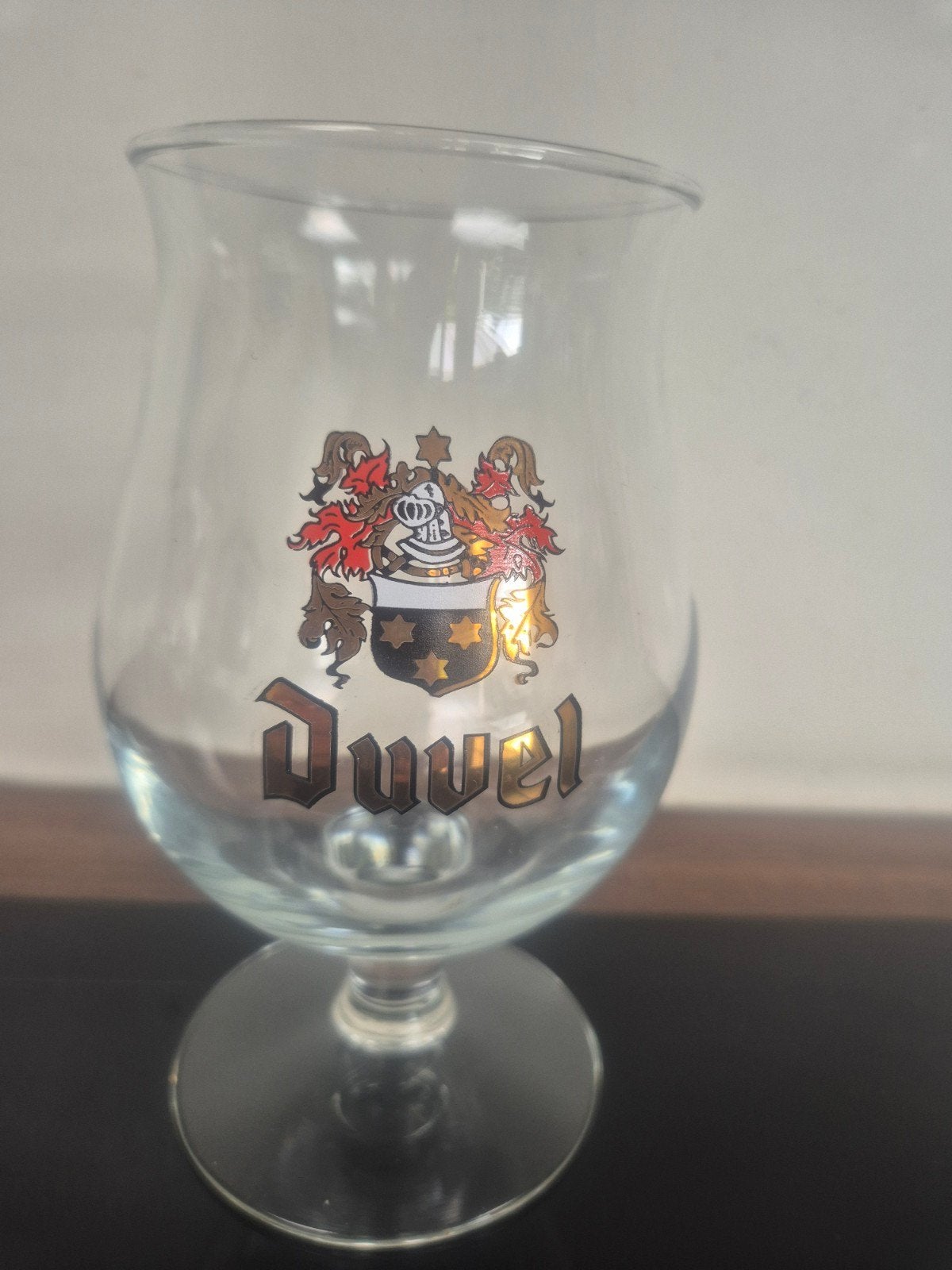 Zeldzaam vintage DUVEL glas met wapenschild jaren 70/80, Ophalen of Verzenden, Zo goed als nieuw, Glas of Glazen, Duvel