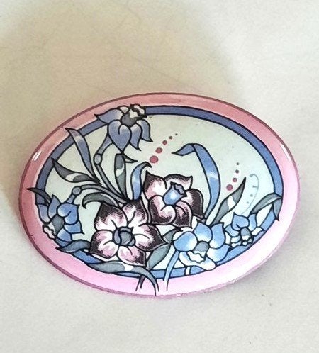 Michaela Frey ovale emaille broche bloemenmotief (7154-2975), Ophalen, Nieuw, Overige kleuren, Overige materialen
