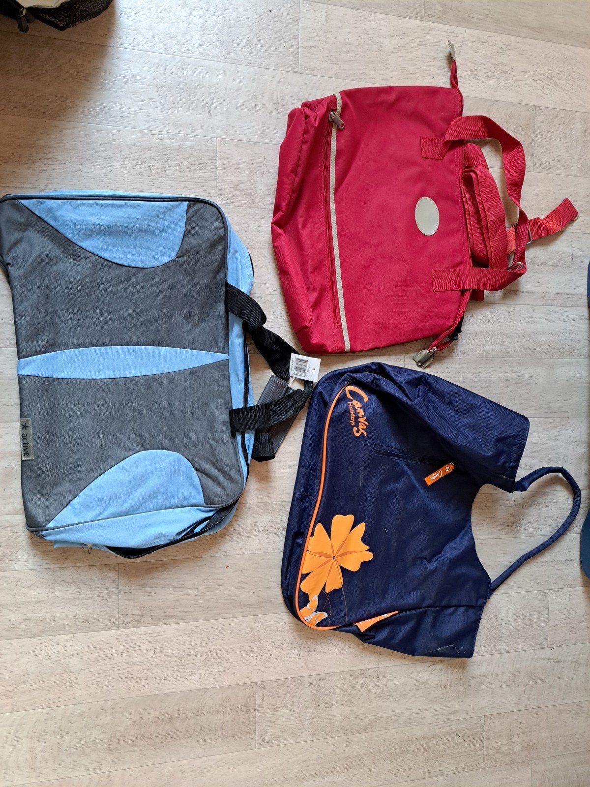 Set van 3 tassen, 40 tot 60 cm, 20 tot 30 cm, Blauw, Nieuw