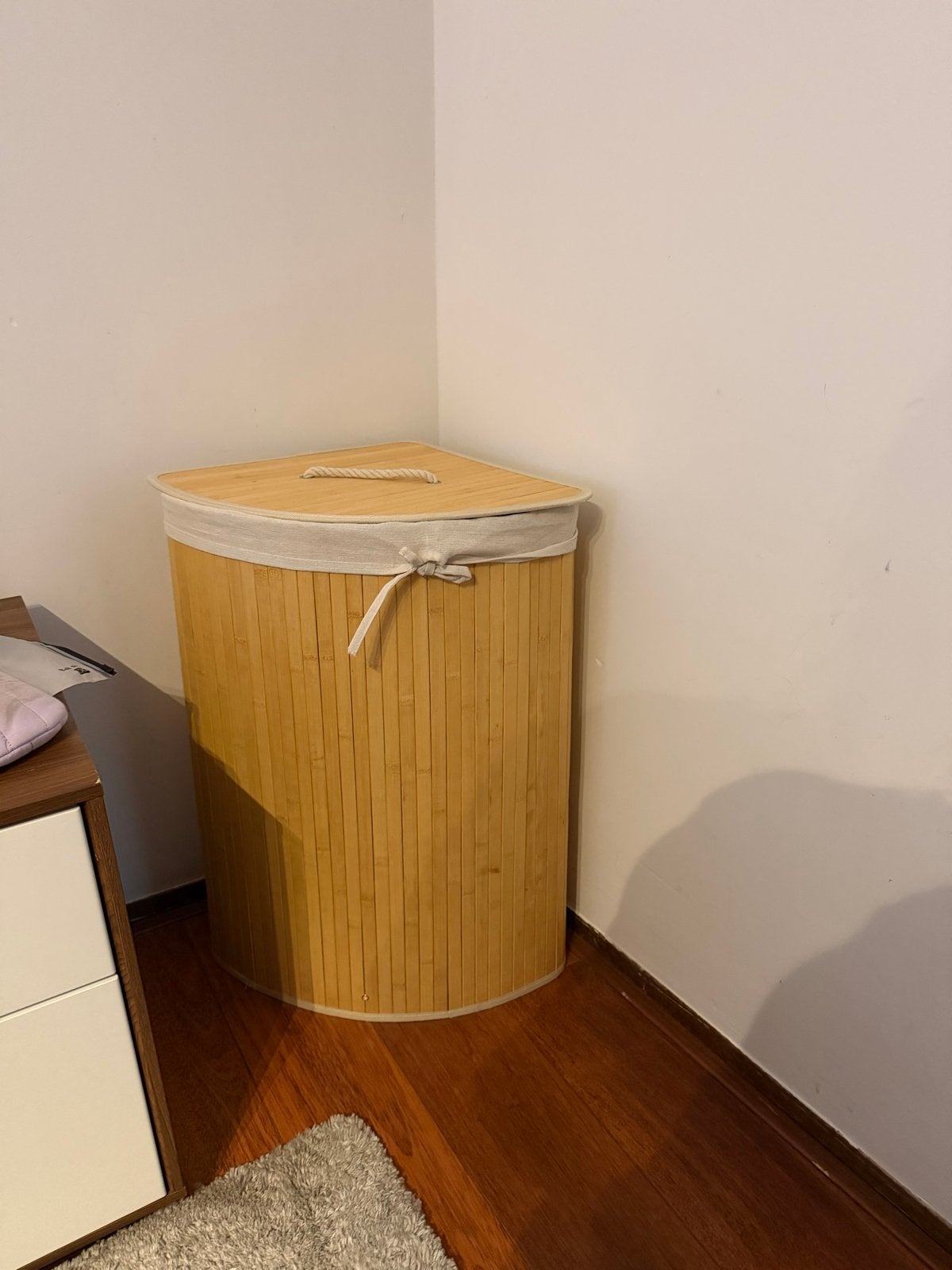 Hoek wasmand van bamboe, Ophalen, Beige, Natuurlijk materiaal, Landelijk