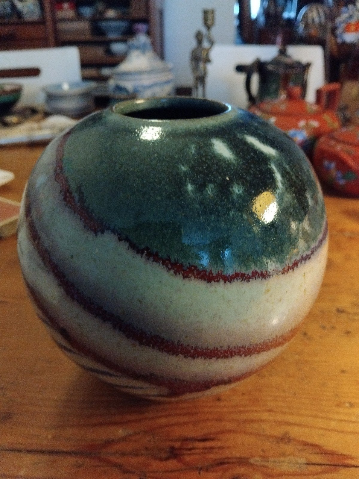 Ed Meissenberg steengoed vaas hg 15 cm, Antiek en Kunst, Ophalen of Verzenden
