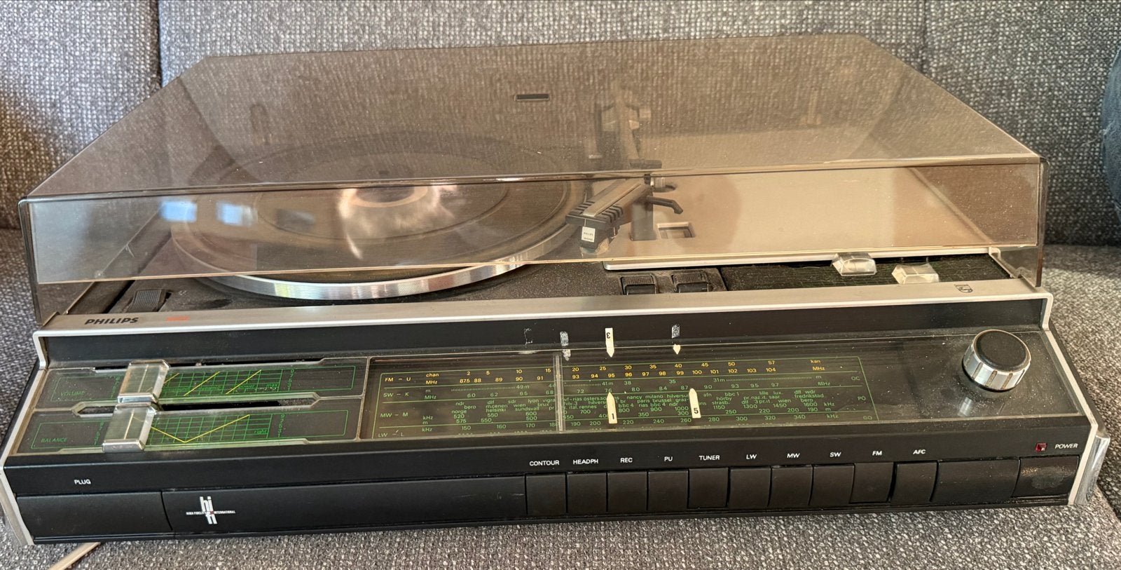 Philips 852 Radio Platenspeler Combinatie - Werkt deels, Audio, Tv en Foto, Ophalen of Verzenden, Gebruikt, Platenspeler, Philips