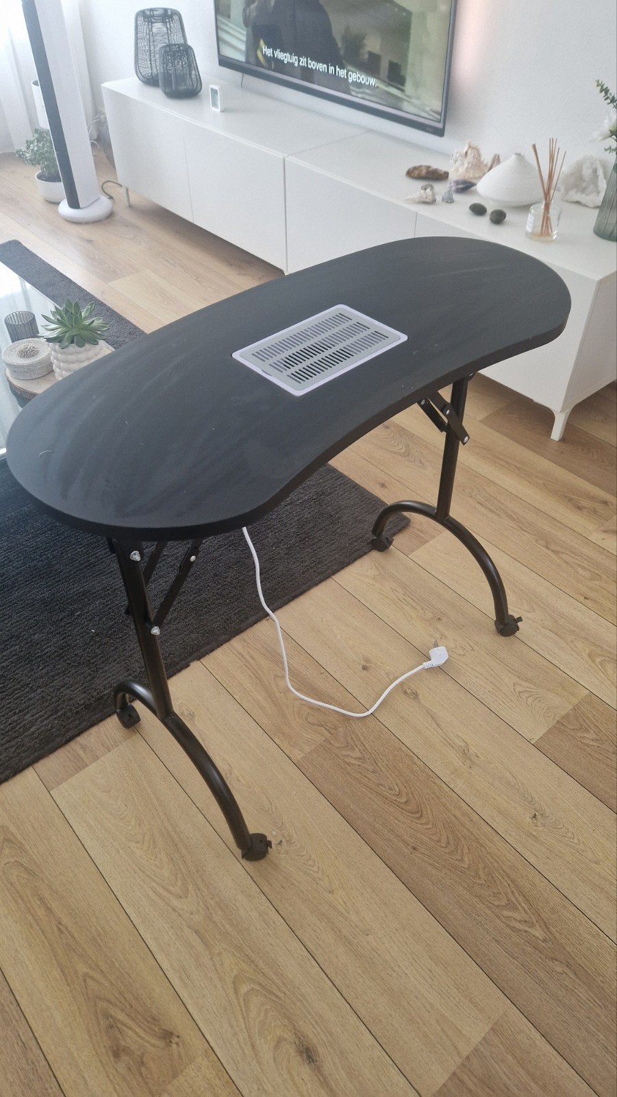 Opvouwbare nageltafel met afzuiging - Zwart, Ophalen, Gebruikt, 100 tot 150 cm, Modern