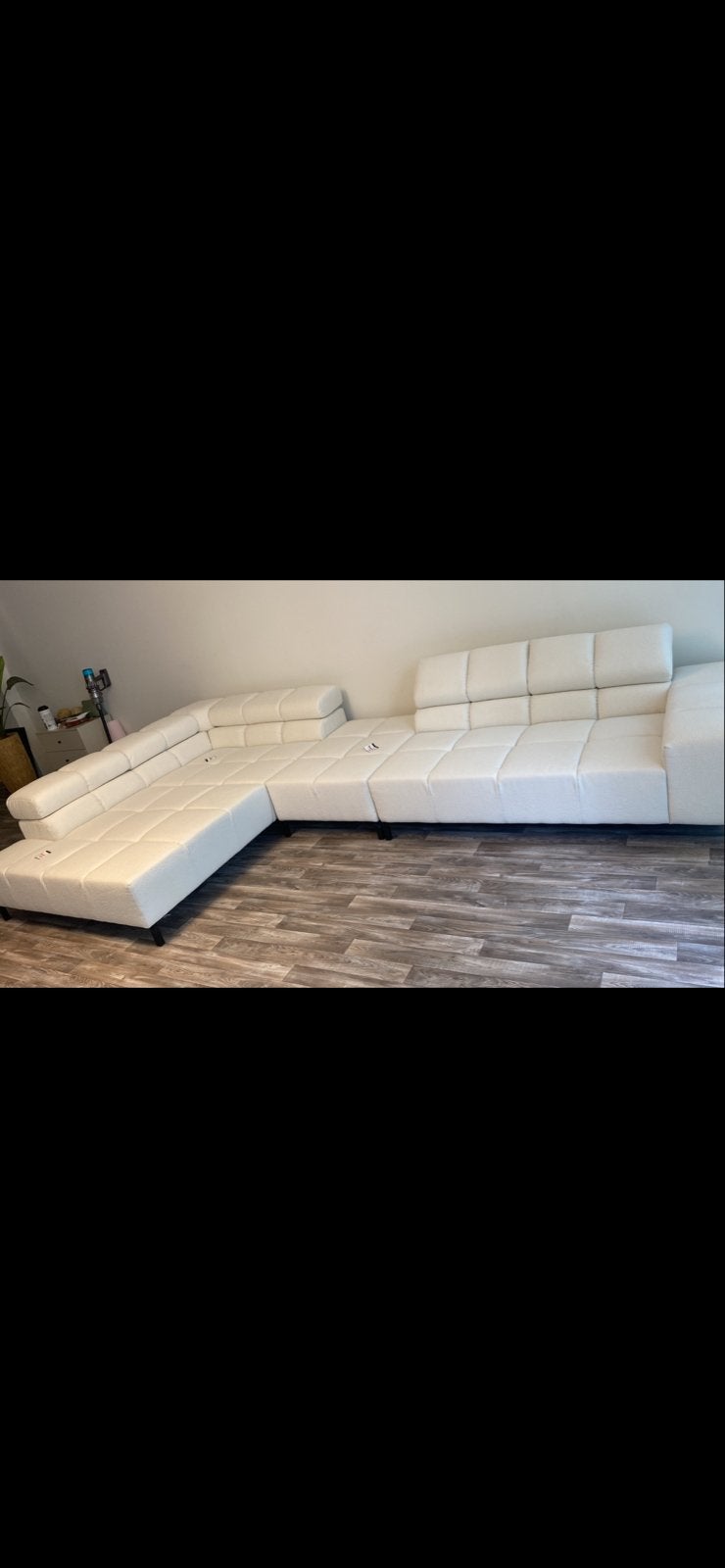 Boucle bank groot met een appart tussenstuk, Ophalen, Zo goed als nieuw, 75 tot 100 cm, Vierpersoons of meer