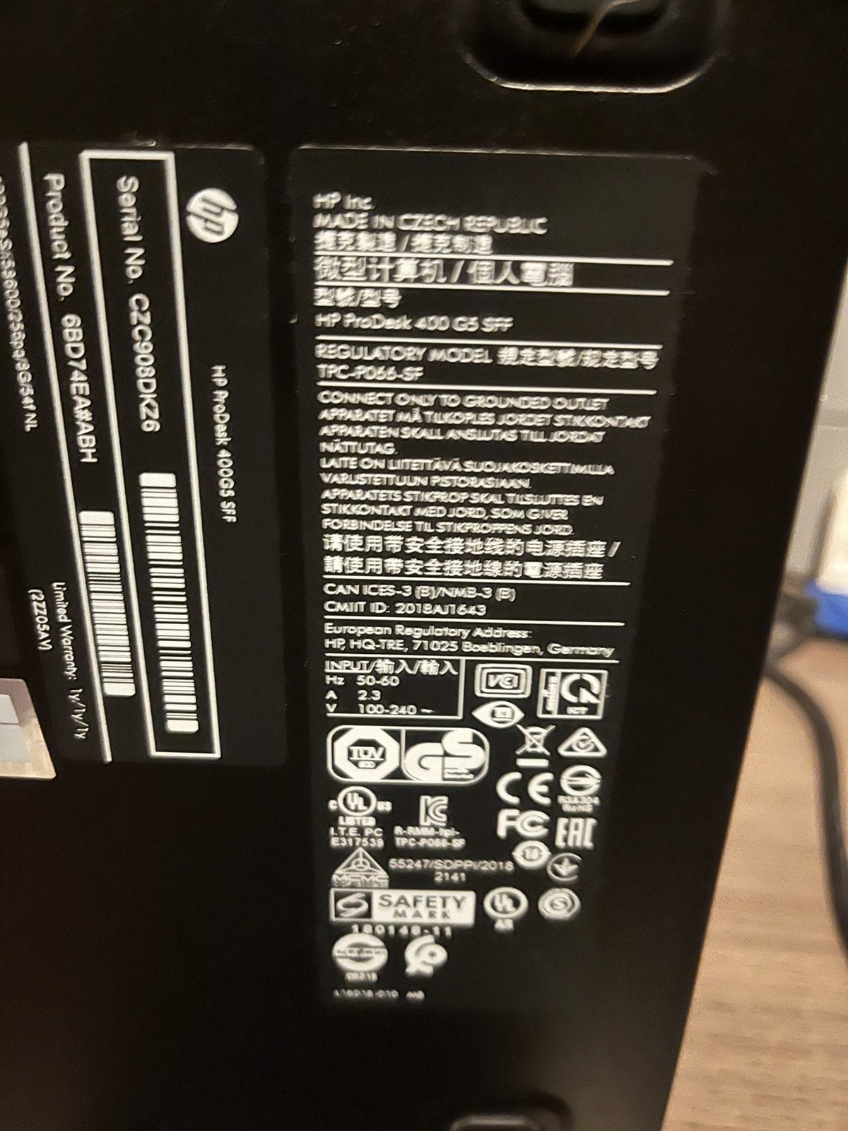 Hp prodesk 400g5, Computers en Software, Desktop Pc's, Ophalen of Verzenden, Zo goed als nieuw, 3 tot 4 Ghz, HDD