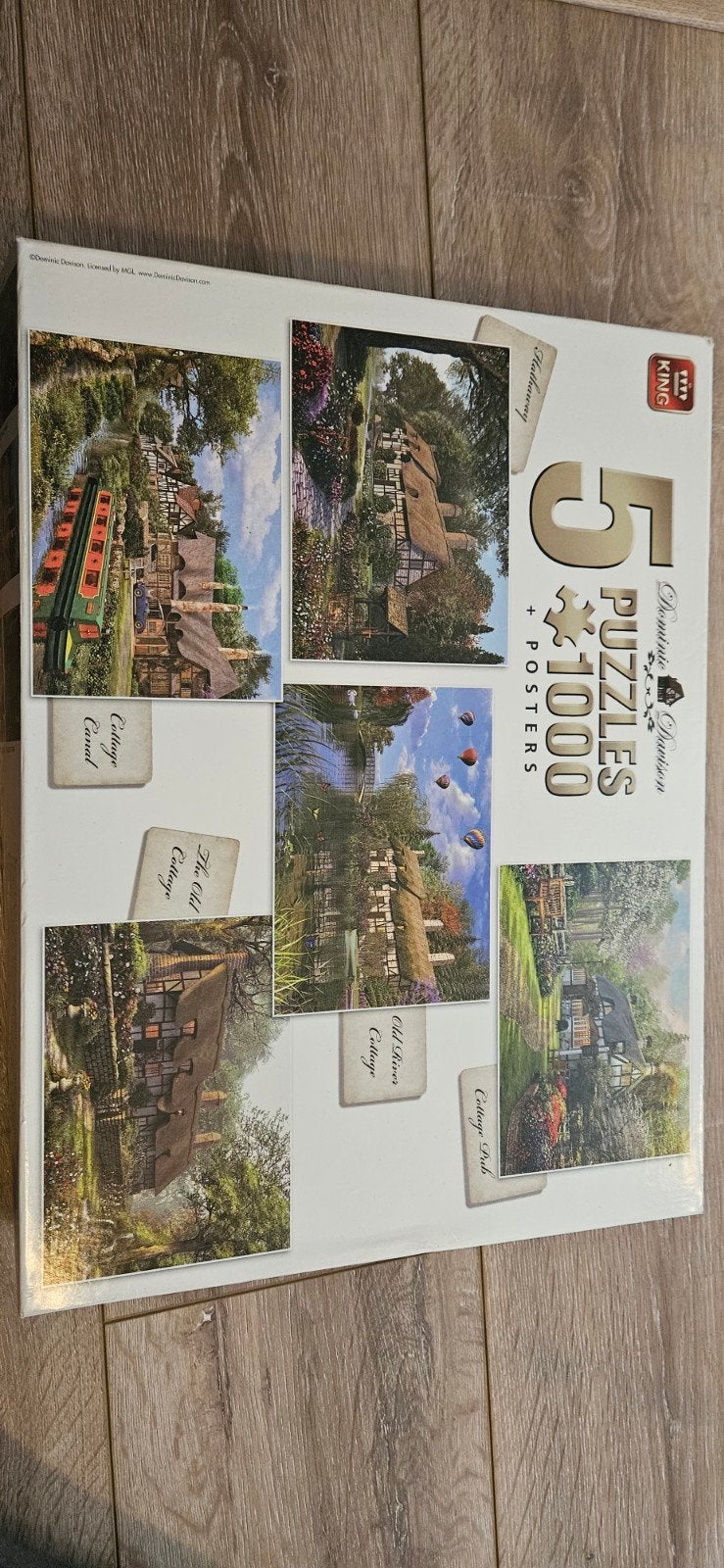 5 Legpuzzels in 1 doos - Cottage thema, 5x1000 stukjes, Ophalen of Verzenden, 500 t/m 1500 stukjes, Gebruikt, Legpuzzel
