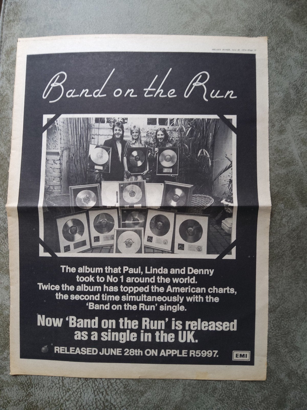 Wings:  Promo  Band on the run, Ophalen of Verzenden, Poster, Artwork of Schilderij