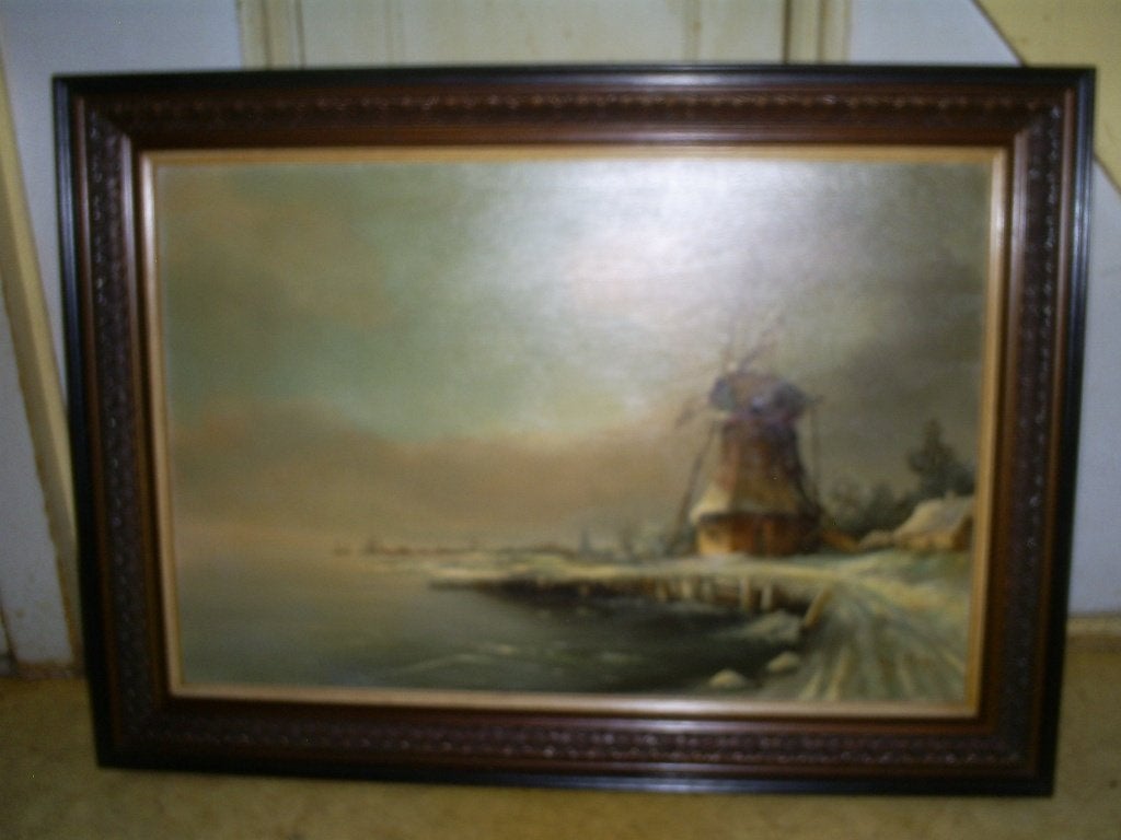 schilderij  met  molen, Antiek en Kunst, Ophalen