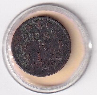 Duit West Friesland 1739 in minimale kwaliteit, Verzenden, Vóór koninkrijk, Overige waardes, Losse munt