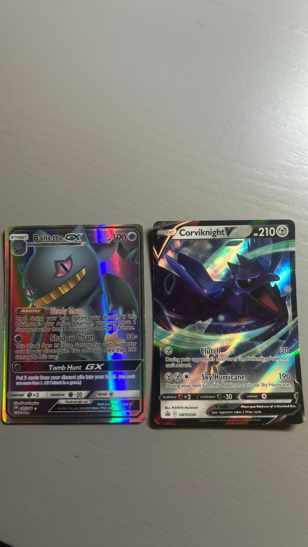 Banette GX 157/168 en Corviknight V SWSH200 Pokemonkaarten, Hobby en Vrije tijd, Verzamelkaartspellen | Pokémon, Ophalen of Verzenden