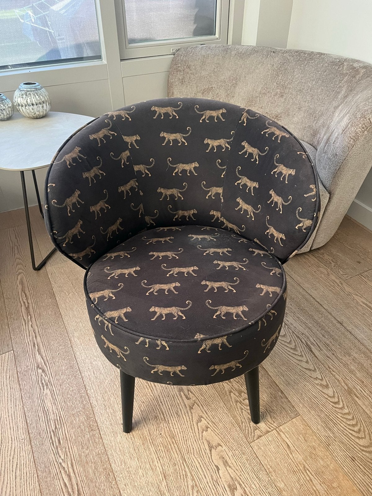 Fauteuil met luipaardprint, Ophalen, Gebruikt, Zwart, Eén