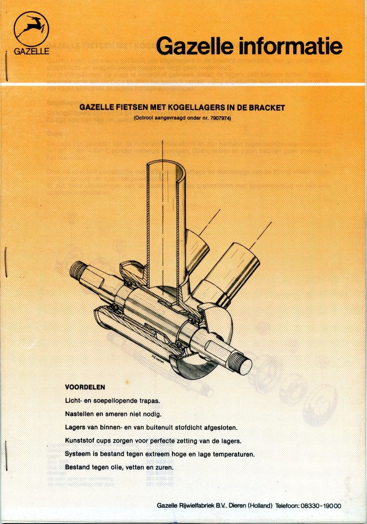 Gazelle fietsen met kogellagers in de bracket - folder 1979, Verzenden, Gelezen, Lopen en Fietsen