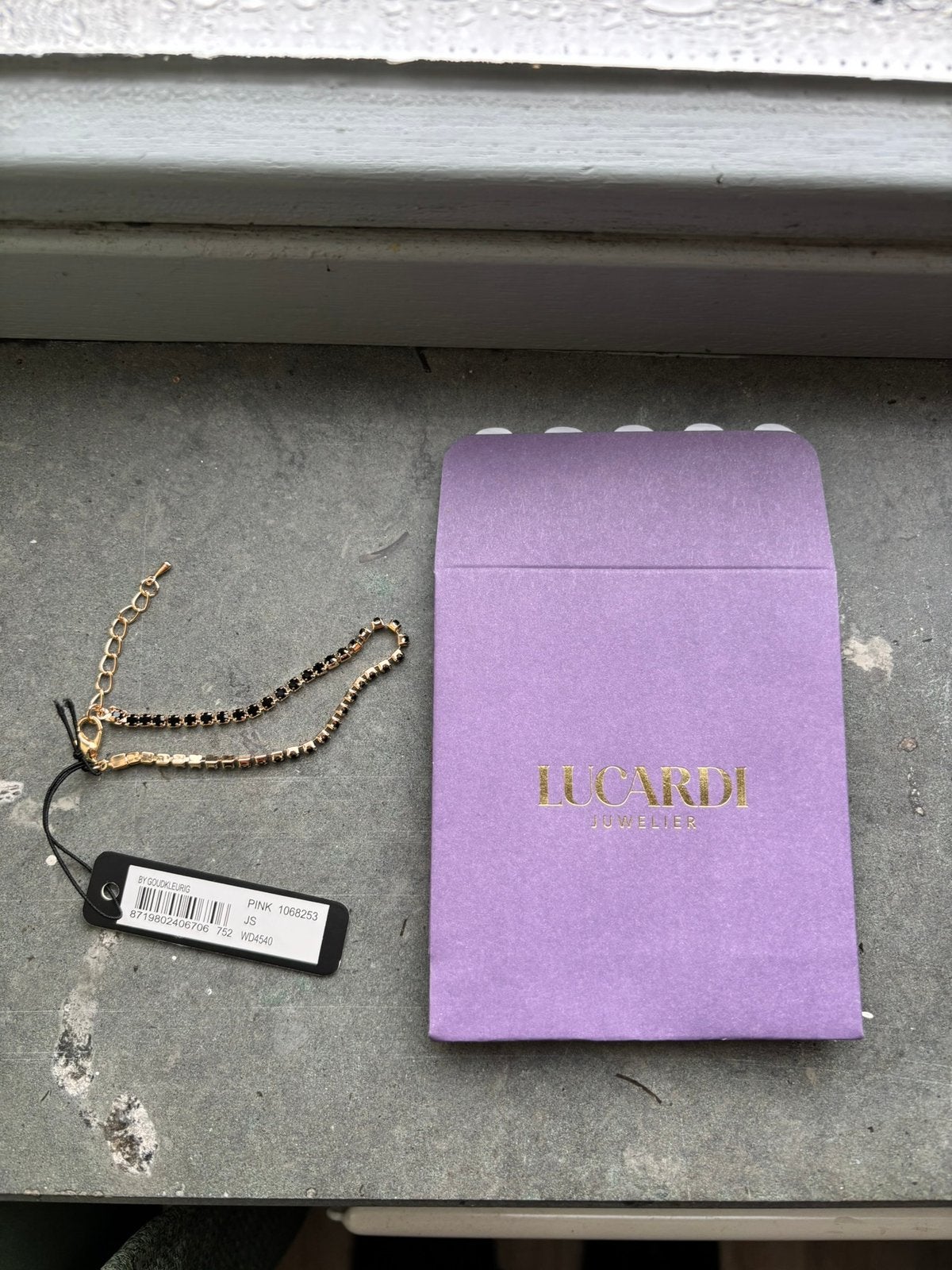 Nieuwe armband zwart met strass Lucardi, Overige materialen, Zwart, Nieuw, Ophalen of Verzenden