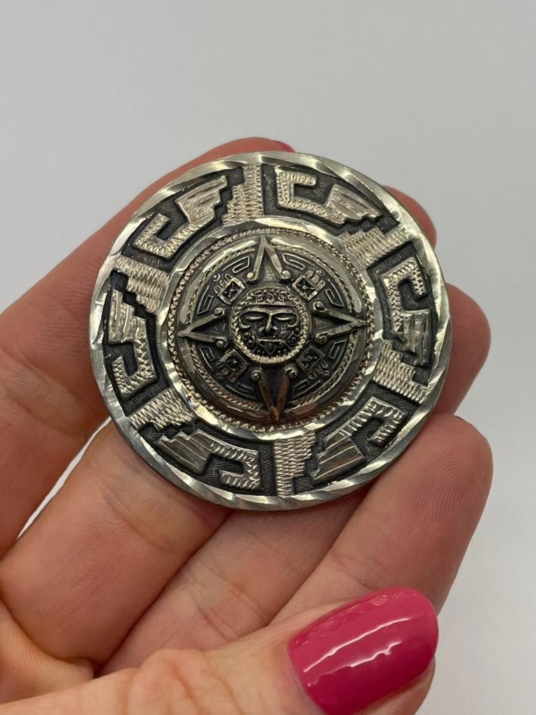 D995 Prachtige zilveren hanger / broche Maya’s, Ophalen of Verzenden, X, Zilver, X