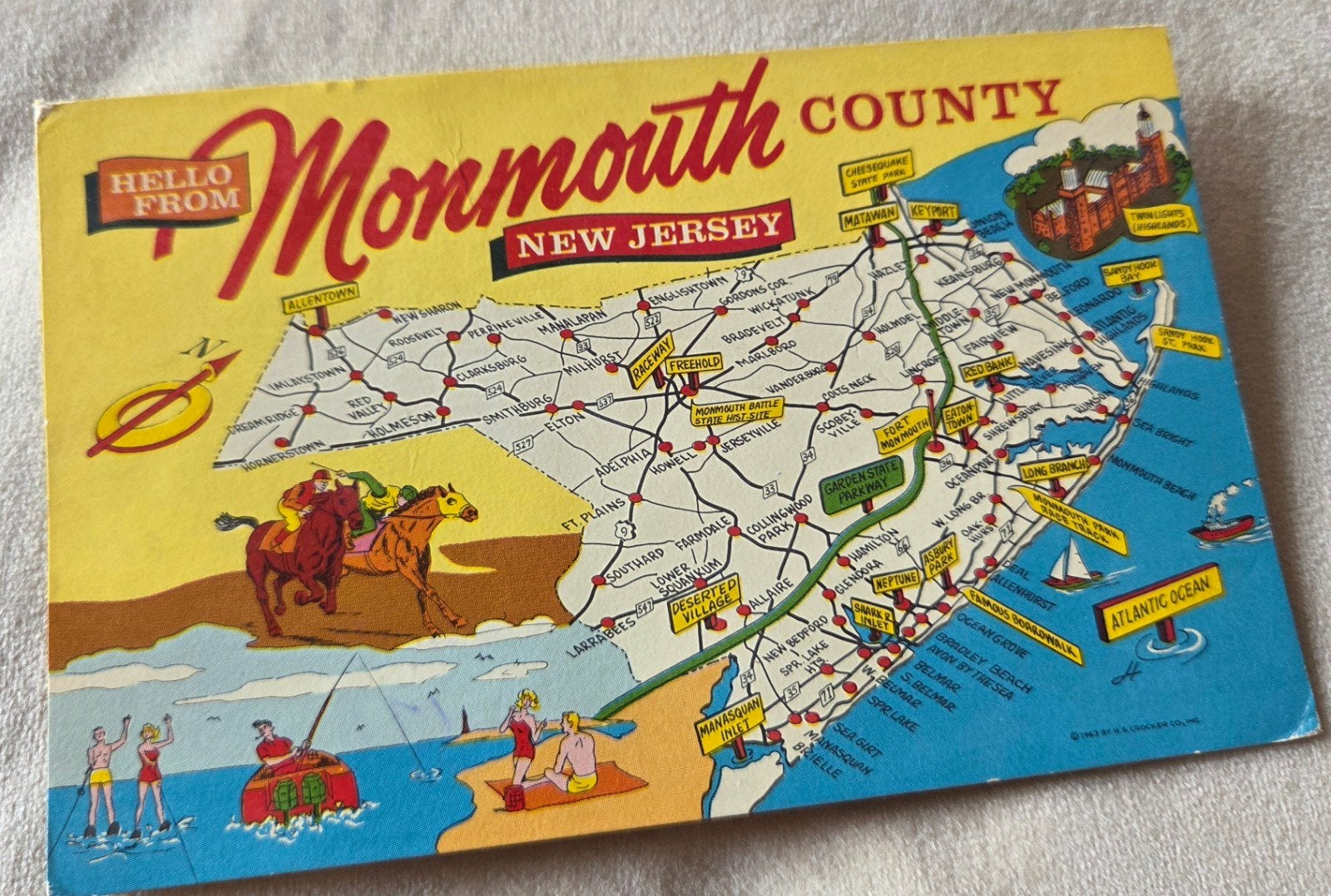 Vintage Ansichtkaart Monmouth County, New Jersey (1969), Verzenden, 1960 tot 1980, Gelopen, Buiten Europa