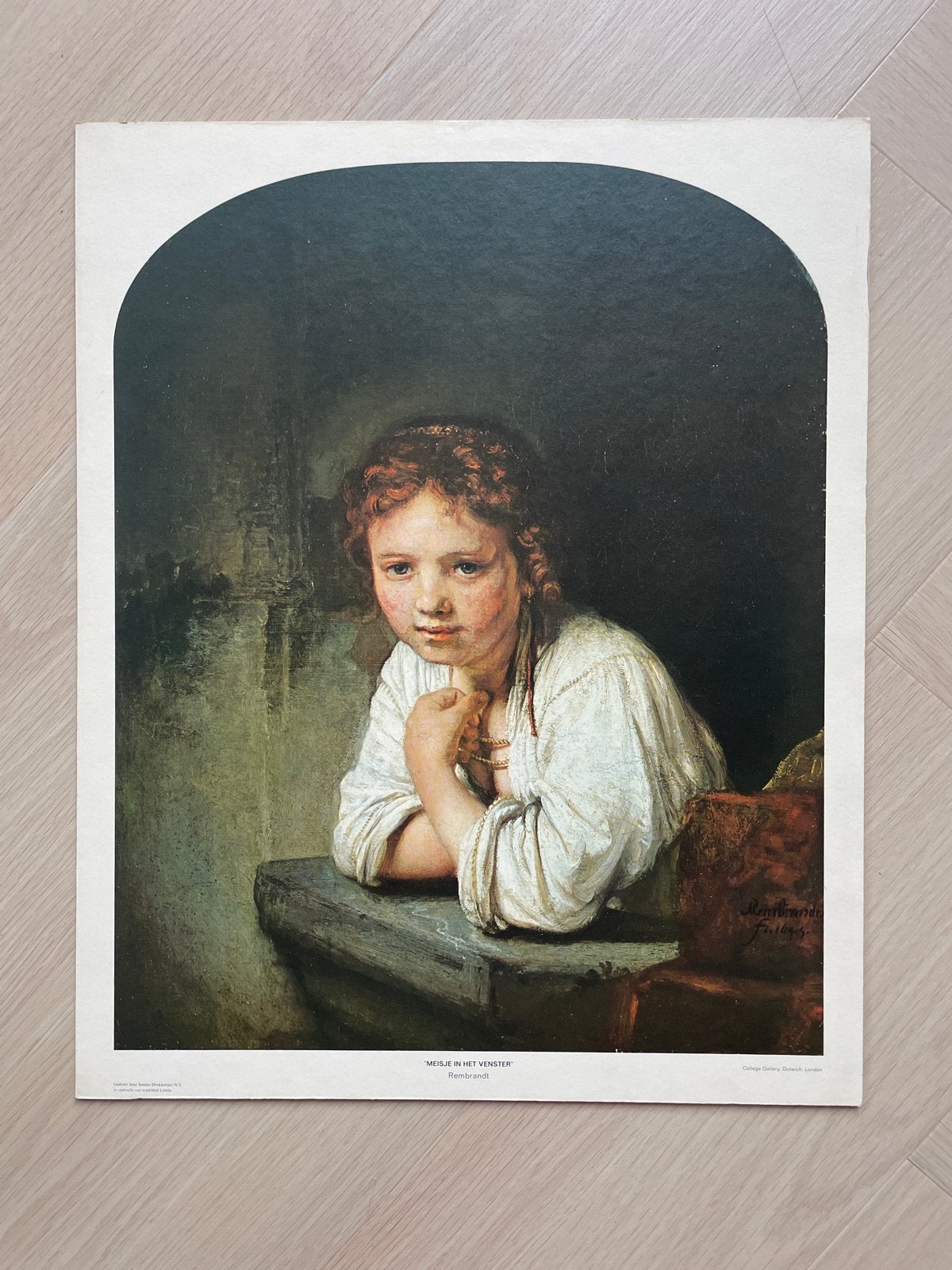 Rembrandt 'Meisje in het Venster' - Vintage Print / Poster, Antiek en Kunst, Kunst | Schilderijen | Klassiek, Portret of Personen