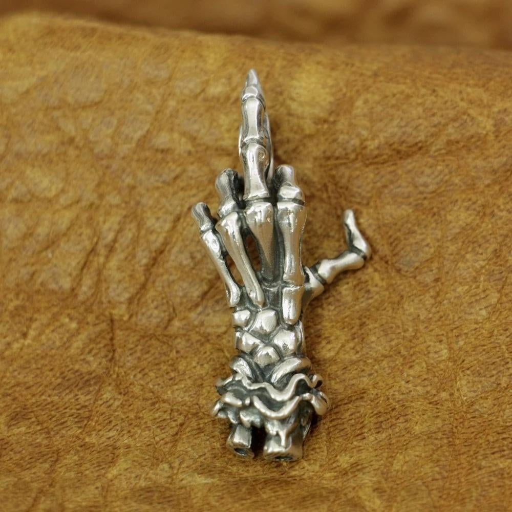 Middel vinger skull hanger - 925 zilver, My Name Is Nobody, Overige voorstellingen, Verzenden, Nieuw