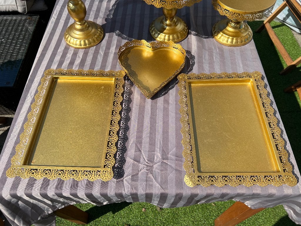 Schaal serveerschaal goud taartplateau, Ophalen of Verzenden