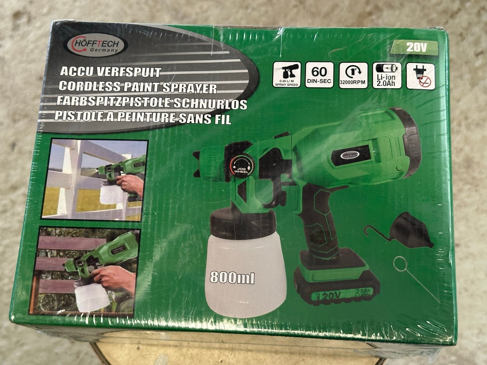 Nieuwe Accu Verfspuit - Hofftech Germany 20V, Nieuw, Ophalen of Verzenden, Verf, Minder dan 5 liter