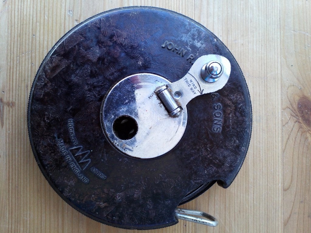 Mooi oud 66ft John Rabone meetlint uit Engeland., Antiek en Kunst, Ophalen of Verzenden