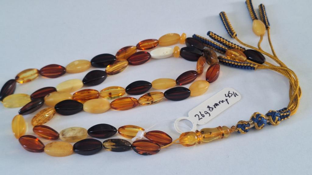 Baltische amber barnsteen tesbih ketting, Ophalen of Verzenden, Overige materialen, Ketting, Met edelsteen