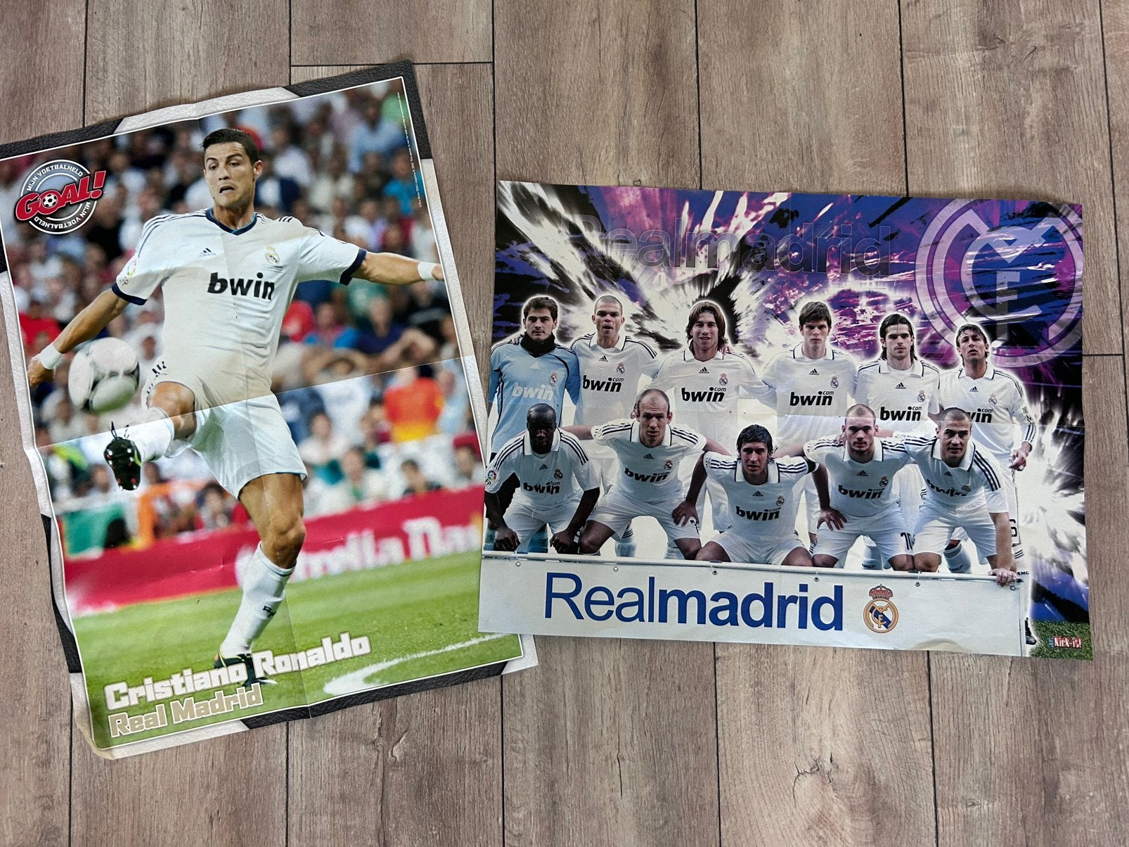 Real Madrid Manchester United Ronaldo Van Persi posters, Ophalen of Verzenden, Zo goed als nieuw, Buitenlandse clubs, Poster, Plaatje of Sticker