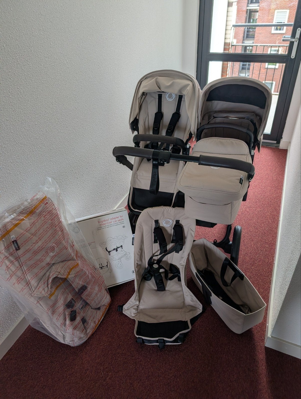Bugaboo Donkey 5 Twin Kinderwagen Compleet, Kinderen en Baby's, Kinderwagens en Combinaties, Bugaboo, Zo goed als nieuw, Verstelbare duwstang