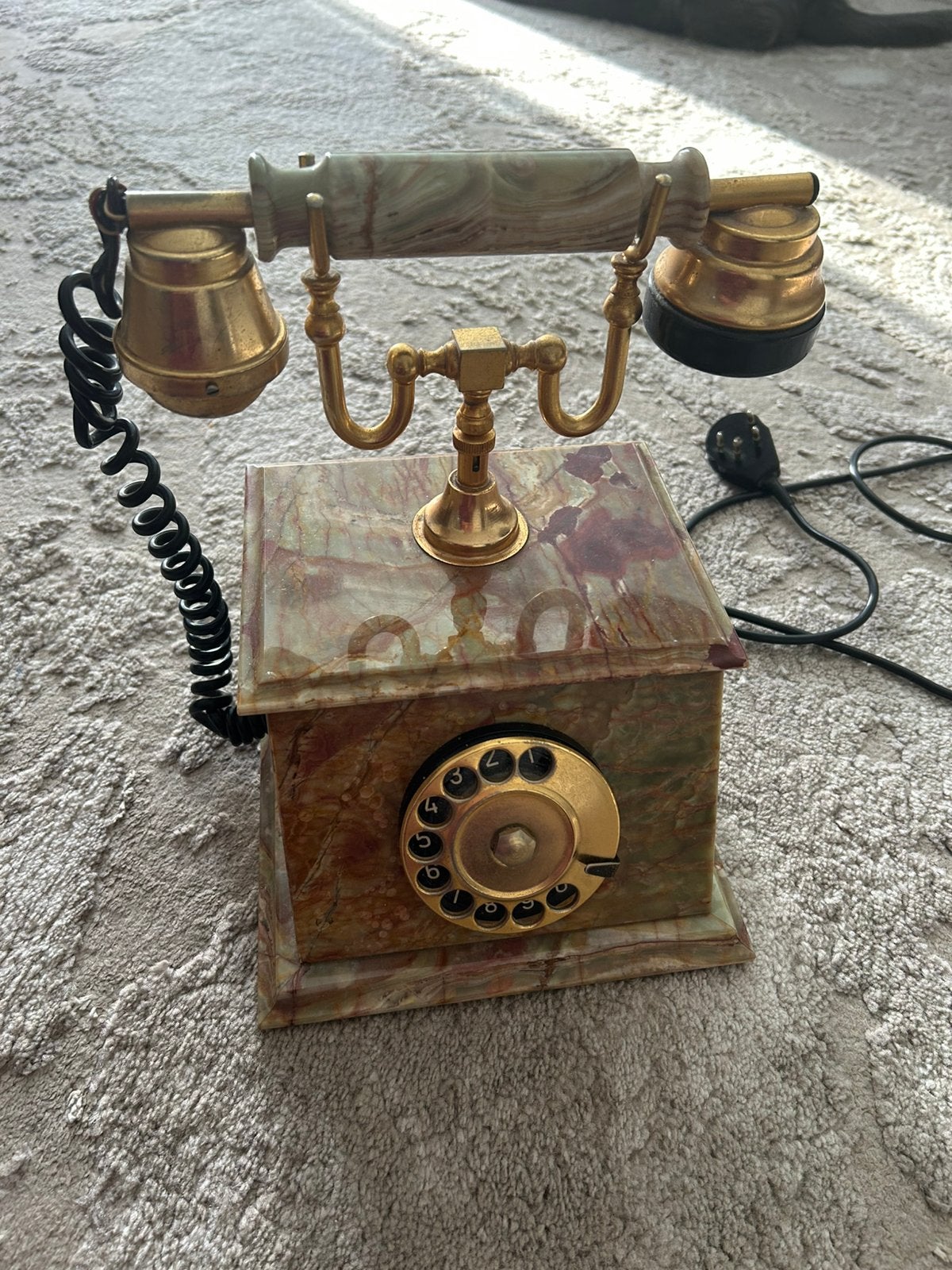 Vintage onix telefoon vergulde en marmer1956, Antiek en Kunst, Ophalen of Verzenden