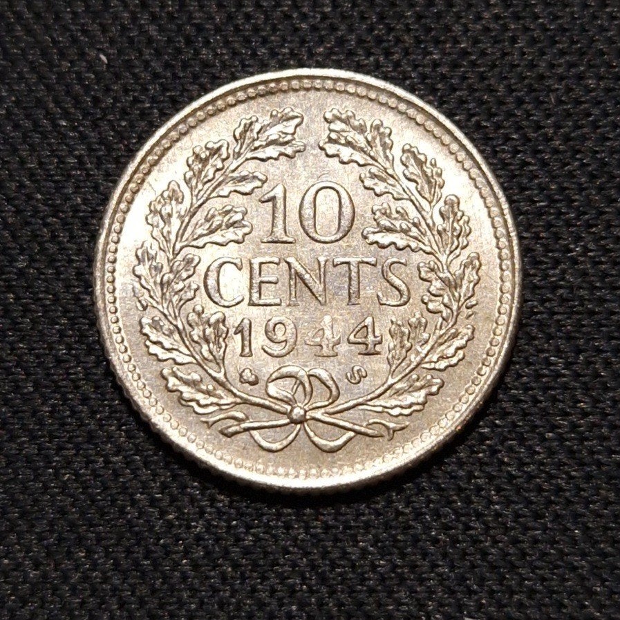 10 cent 1944 es, Verzenden, Zilver, 10 cent, Koningin Wilhelmina