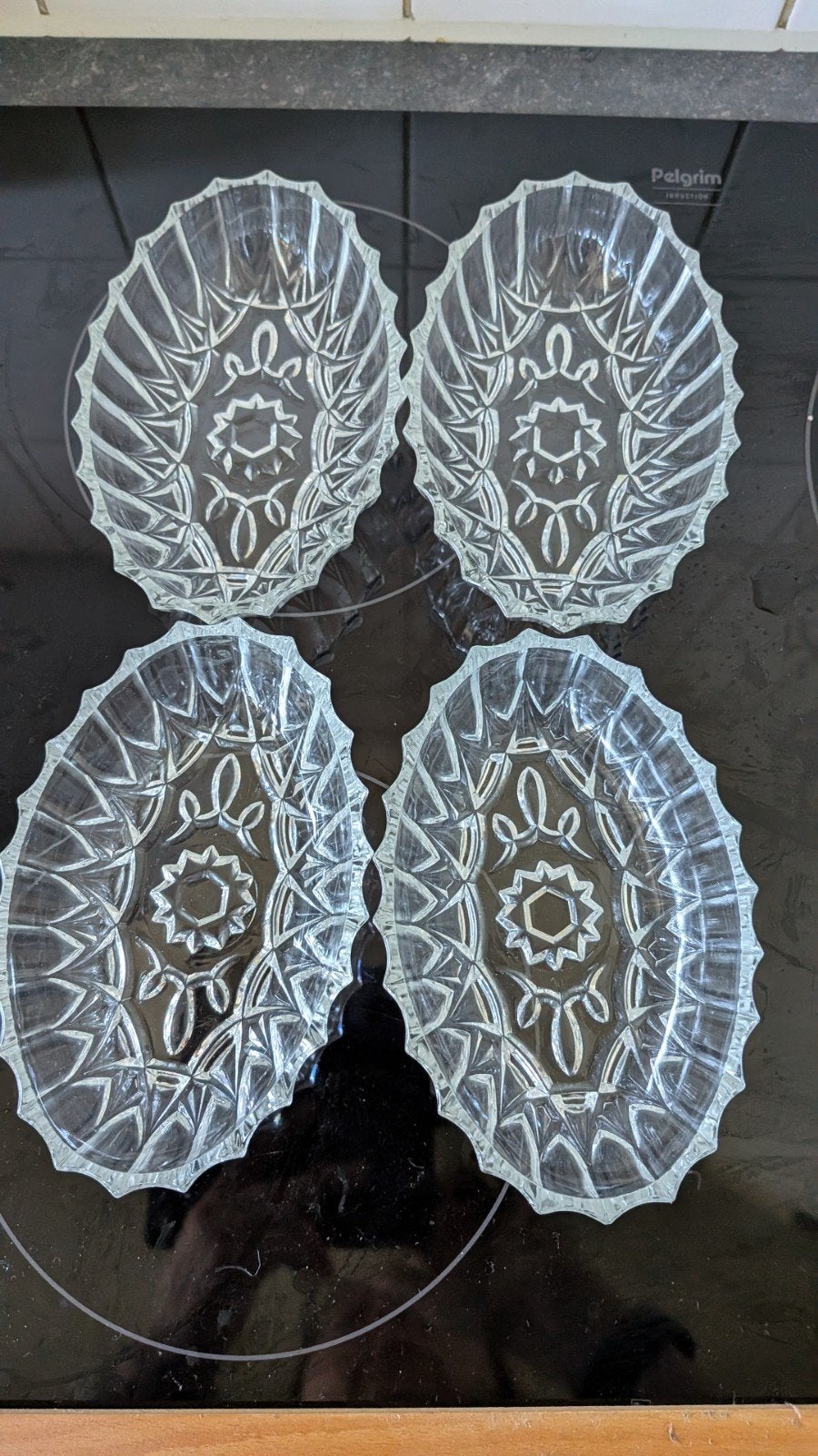 Set van 4 vintage glazen schaaltjes - Frankrijk, Ophalen, Overige stijlen, Glas, Schaal of Schalen