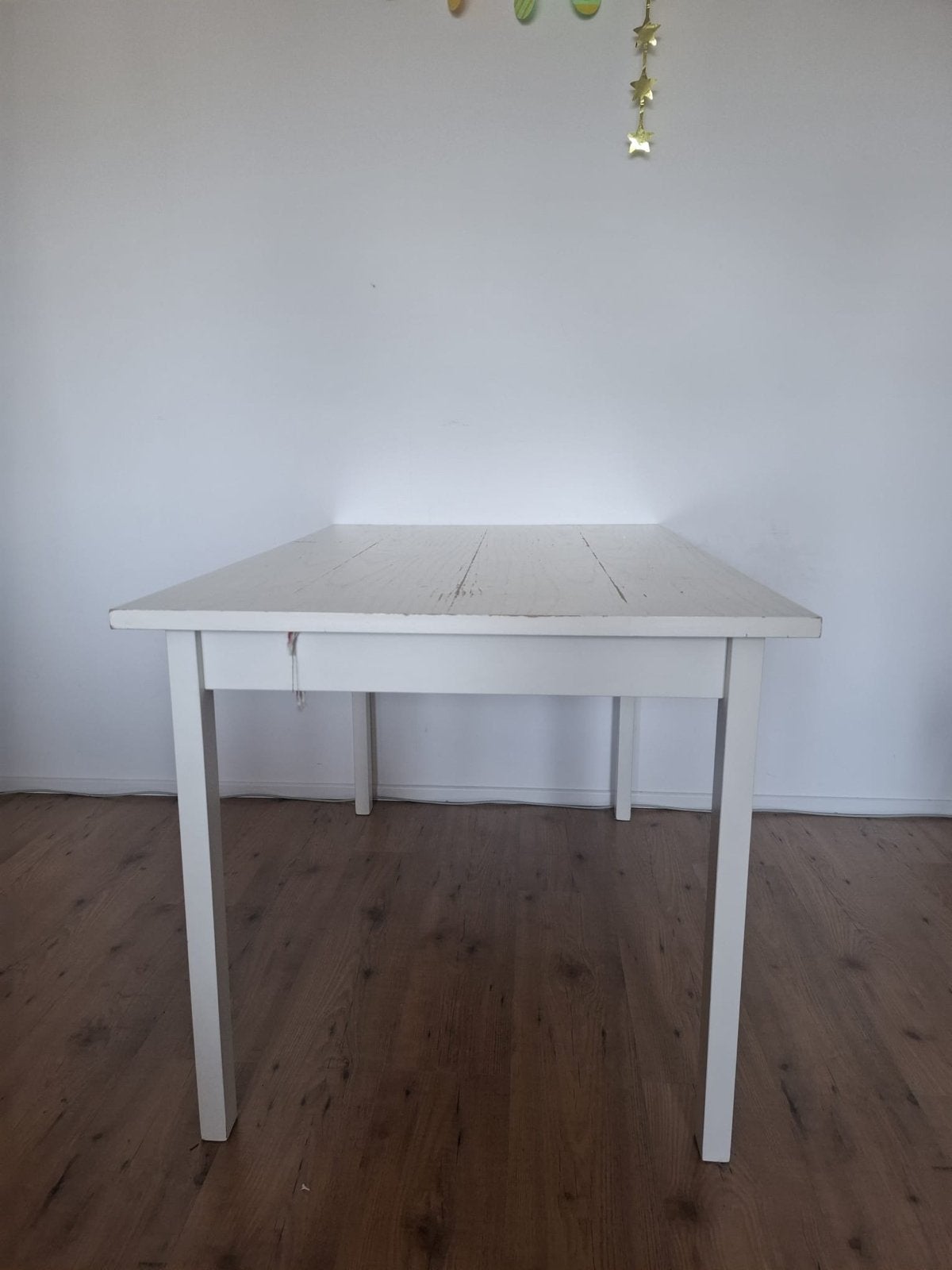 Witte houten eettafel 120x80 - Opknapper of bureau, Ophalen, Gebruikt, 100 tot 150 cm, 50 tot 100 cm