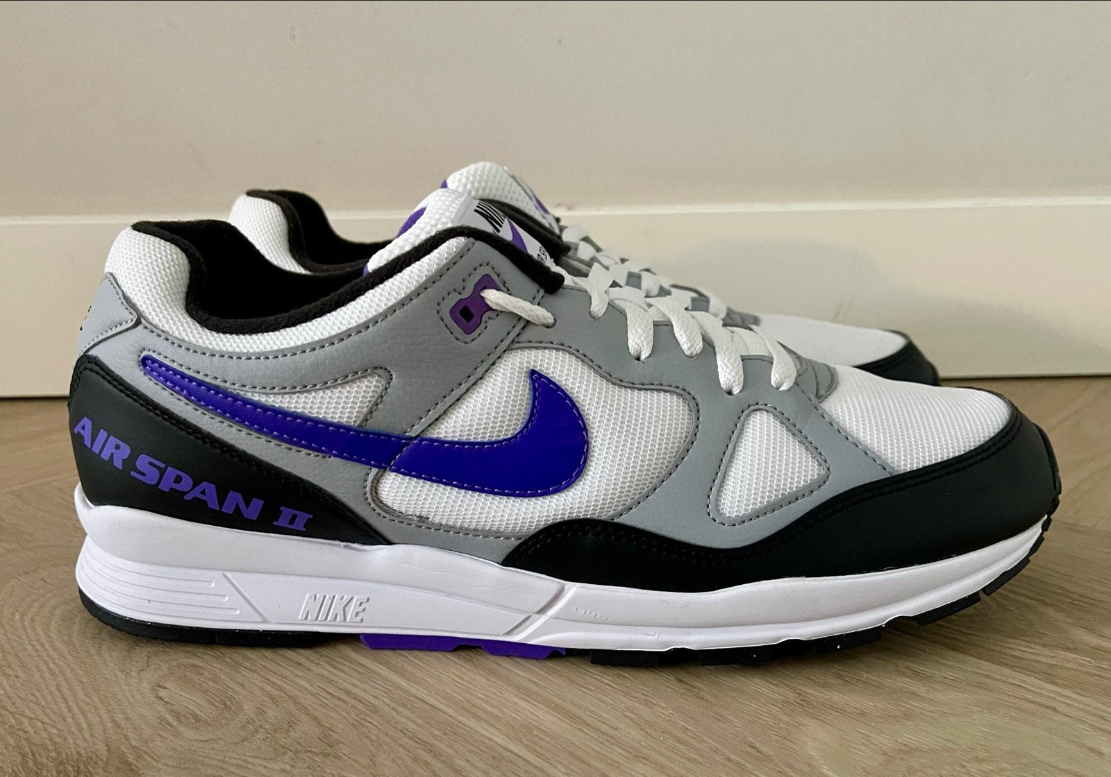 Nike Air Span II ‘Wolf Grey Hyper Grape’  Maat 47,5  US 13, Overige kleuren, Ophalen of Verzenden, Sneakers of Gympen, Zo goed als nieuw