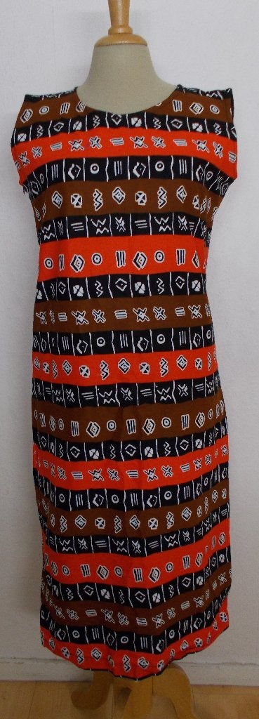 100% katoenen Afrika/Ibiza/etnische print jurk! L, Bruin, Verzenden, Maat 42/44 (L), Zo goed als nieuw