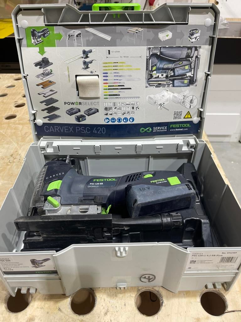 Festool CARVEX PSC 420 accu decoupeerzaag,1 accu enSystainer, Decoupeerzaag, Ophalen of Verzenden, Zo goed als nieuw, 30 tot 70 mm