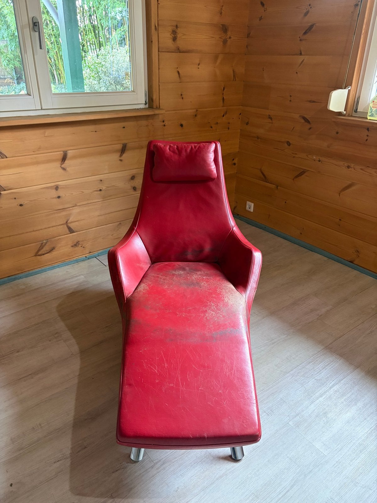 Rolf Benz rode leren chaise longue - Gebruikt, Ophalen, Gebruikt, Leer, Eén