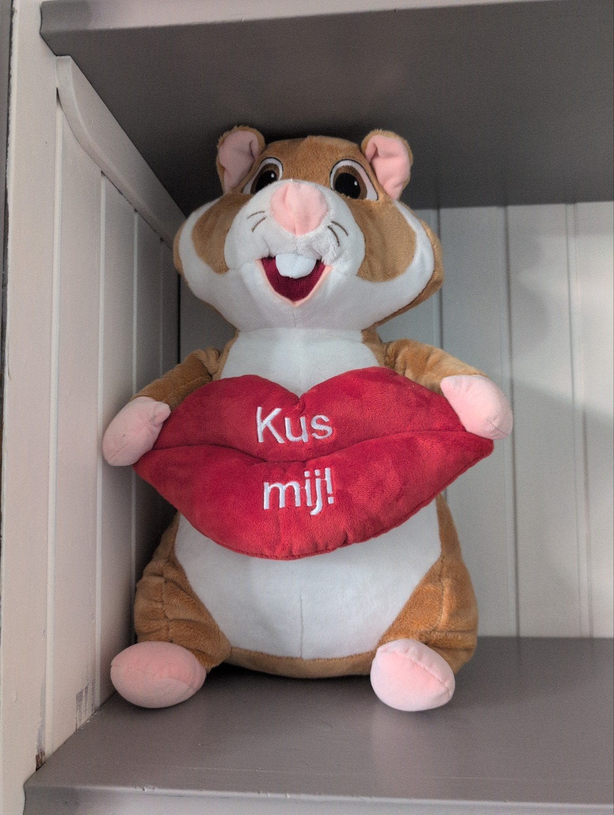 Lieve Hamster Knuffel met "Kus mij!" Hart, Hamster, Ophalen of Verzenden, Zo goed als nieuw, Middelgroot (20 tot 80 cm)