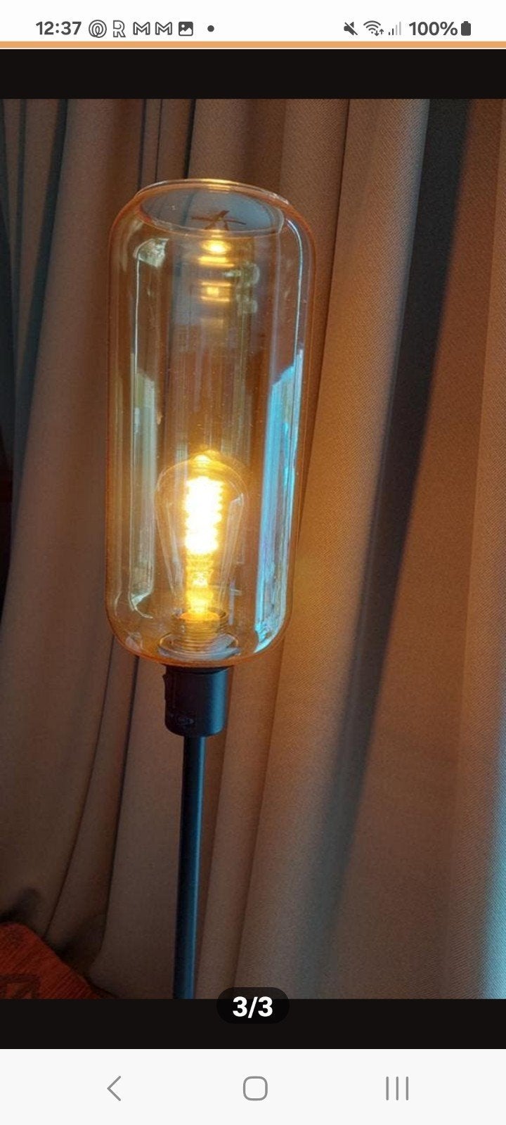 Moderne vloerlamp met amberkleurig glas en LED-lamp, Ophalen, Modern, Industrieel, Zo goed als nieuw, Glas