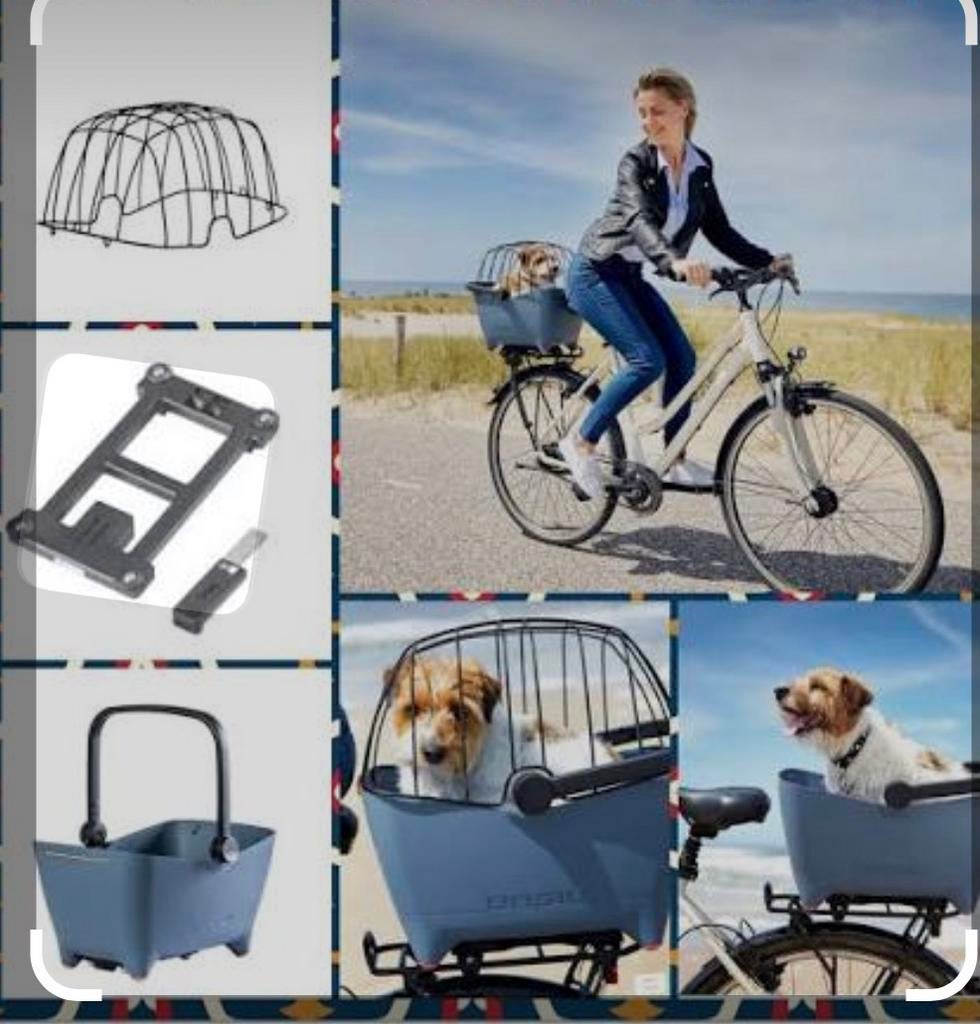 Basil buddy fietsmand denim met koepel en bevestigingsplaatv, Ophalen of Verzenden, Zo goed als nieuw