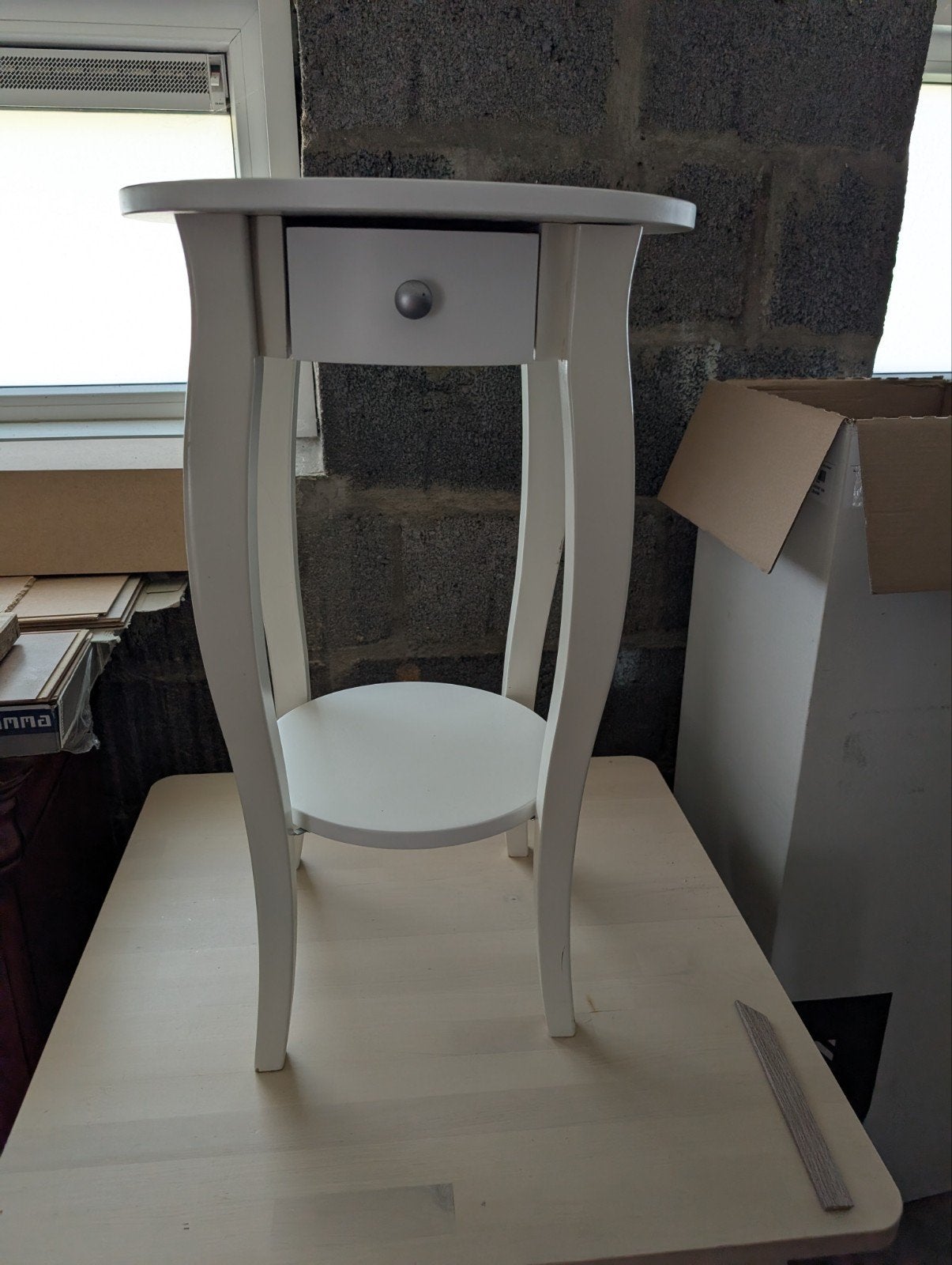 Witte Haltafel/Nachtkastje/Bijzettafel - Hoog 75cm, Ø 45cm, Ophalen, Minder dan 55 cm, Gebruikt, Rond