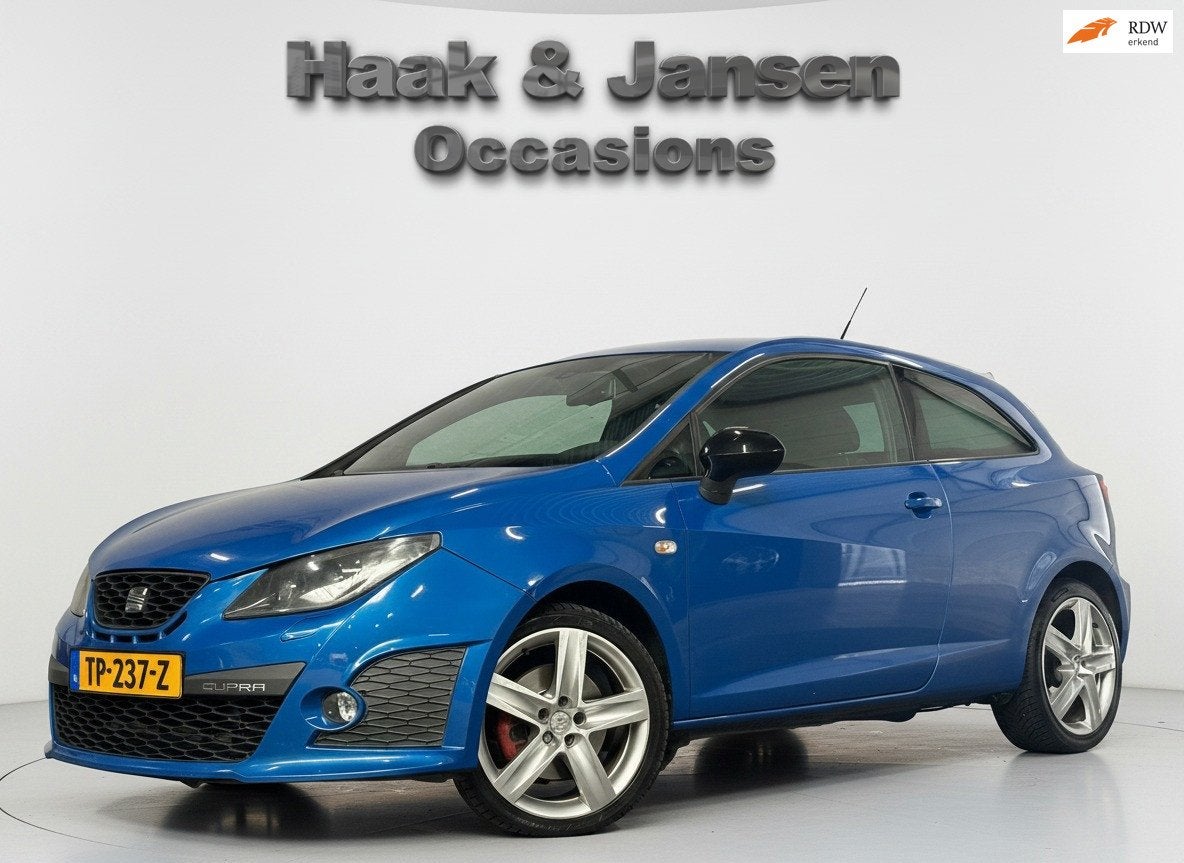 Seat Ibiza SC 1.4 TSI Cupra DSG Navi Carplay Clima Cruise, Euro 5, Stof, Gebruikt, Zwart