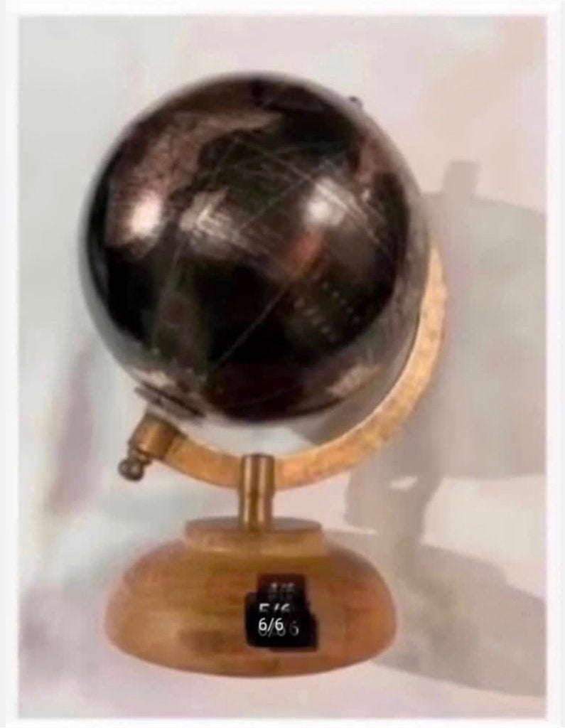 Decoratieve wereldbol hout en koper, hoogte 22 cm, Ophalen of Verzenden, X, X, X