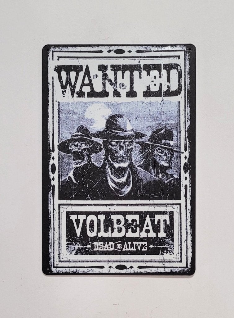 Volbeat wanted dead or alive reclamebord van metaal deco, Info@deconoord.nl, Deco Noord, Nieuw, Ophalen of Verzenden