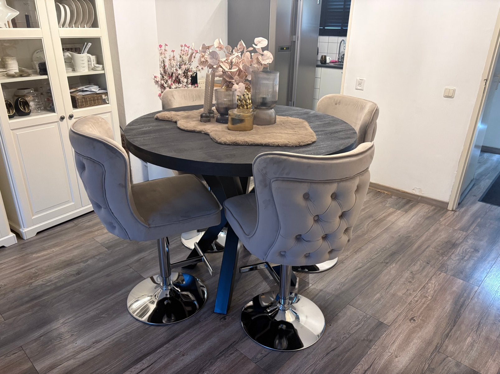 eettafel met stoelen, Ophalen, Zo goed als nieuw, Rond, 100 tot 150 cm