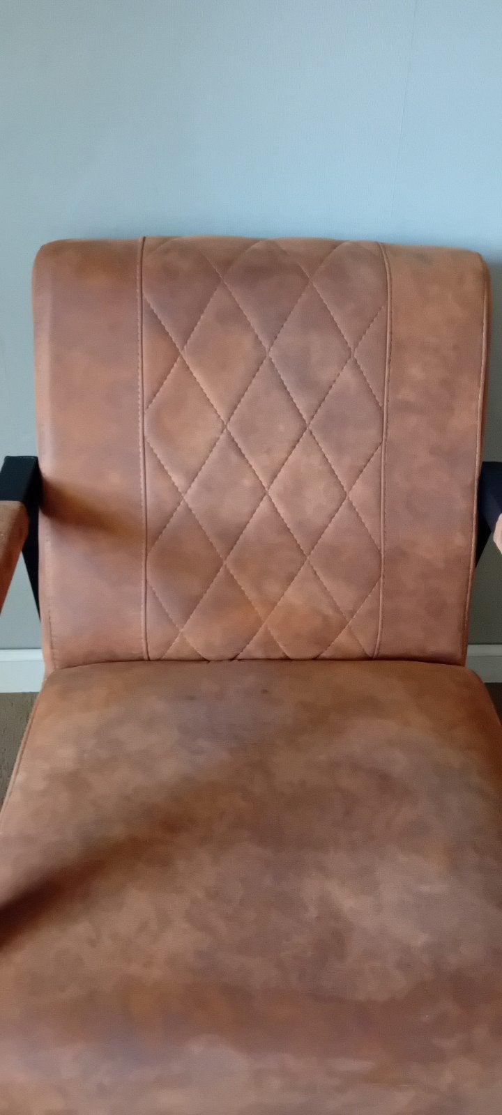 Comfortabele stoelen - Bruin met zwart metalen frame, Ophalen, 75 tot 100 cm, Zo goed als nieuw, Stof