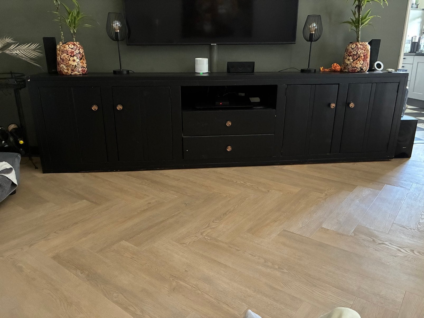Op maat gemaakt dressoir van stijgerhout zwart, Ophalen of Verzenden, Zo goed als nieuw, 200 cm of meer, Minder dan 100 cm
