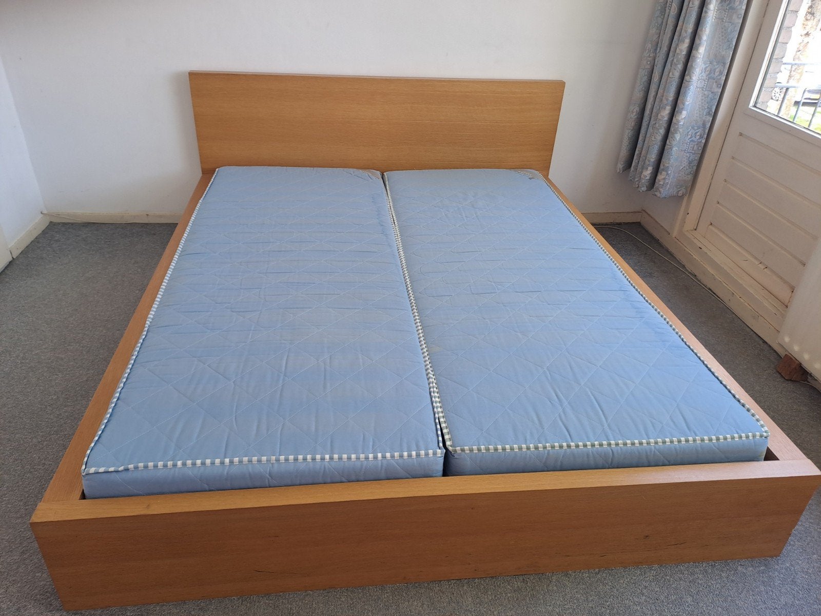 IKEA Sultan Månsken tweepersoonsbed met lattenbodem, Huis en Inrichting, Slaapkamer | Bedden, Ophalen, Gebruikt, Blauw, Tweepersoons