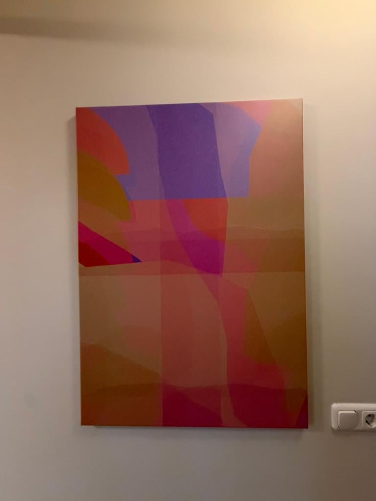 Wandpaneel abstracte neon kleuren werk aan de muur, Ophalen