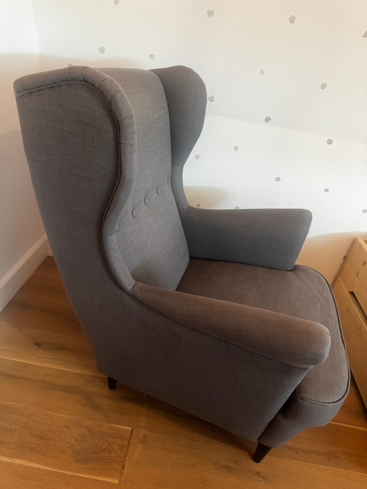 IKEA Strandmon fauteuil - comfortabel en stijlvol, Ophalen, Gebruikt, Stof, 75 tot 100 cm