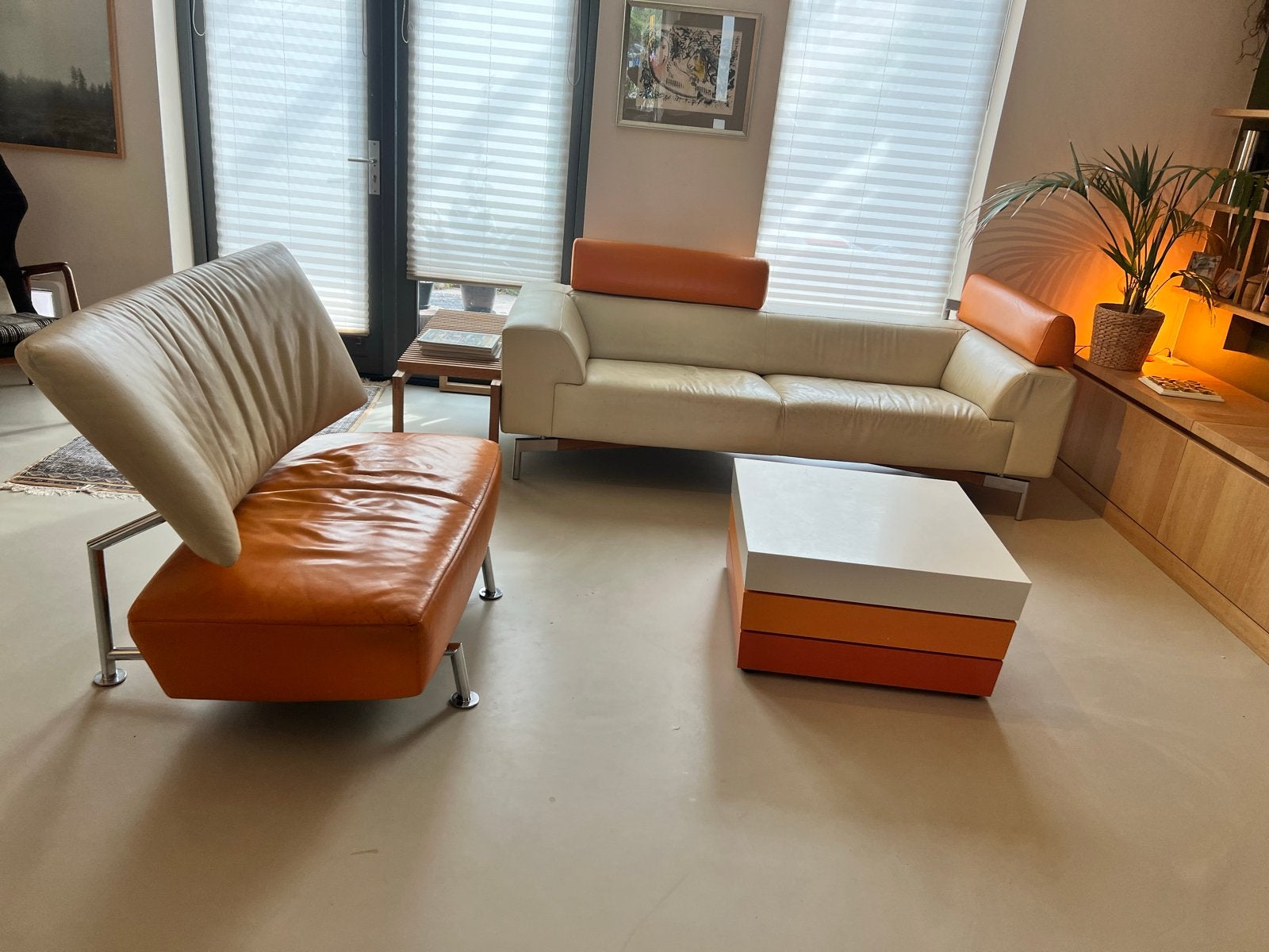 uniek! Leolux bank, salontafel en loveseat - complete set, Huis en Inrichting, Ophalen, Gebruikt, Driepersoons, Rechte bank